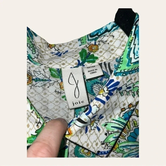 0967. JOIE SHORT SLEEVE TOP MULTICOLOR SIZE MEDIUM - Picture 5 of 9